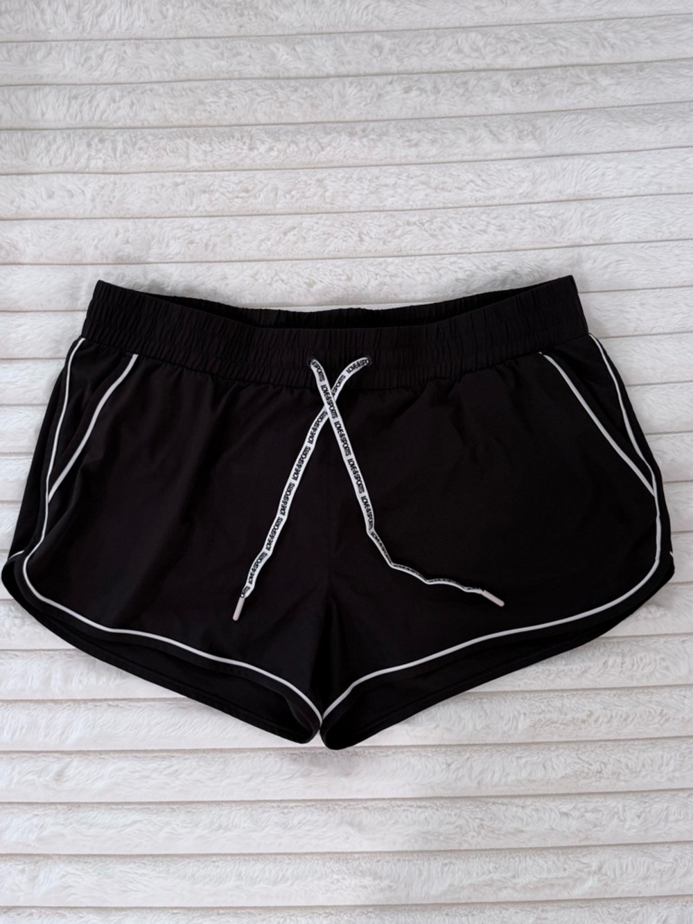 Women's Black Athletic Shorts with White Trim